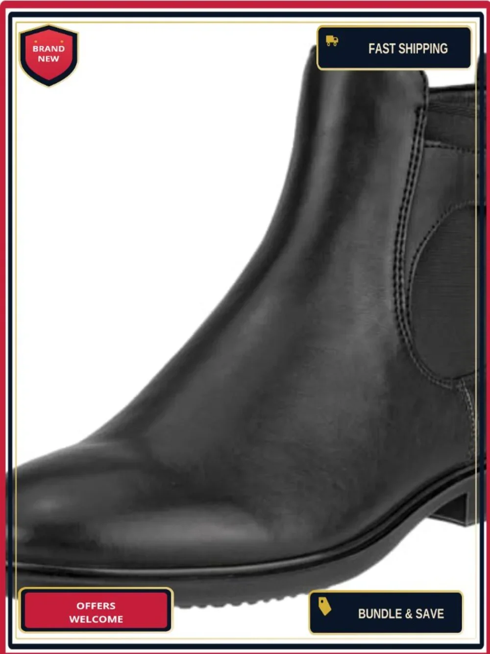 ECCO Leather Chelsea Ankle Boots with Buckle, Pull-On, Block Heel